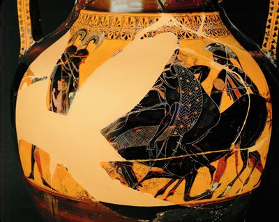 Gevechtsscène. Zwartfigurige amfoor, dezelfde als 10-03-03/48 ... door Exekias Exekias