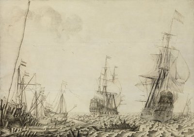 Schepen in de buurt van een haven door Experiens Sillemans