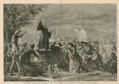 George Whitefield predikend in Moorfields, AD 1742 - in de tentoonstelling van de Royal Academy (gravure) door Eyre Crowe