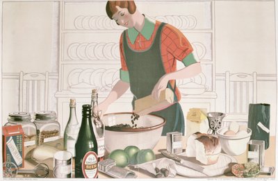 De kerstpudding, poster 1928 door F.C. Harrison
