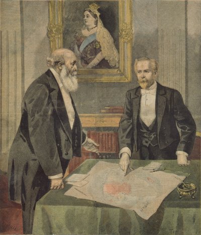 Anglo-Franse Conventie ondertekend in Londen door Paul Cambon en Lord Salisbury, uit Le Petit Journal door F.L. and Tofani, Oswaldo Meaulle