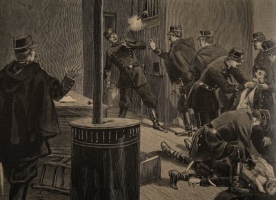 Etievant, de anarchist schiet vanuit het rooster, illustratie uit 