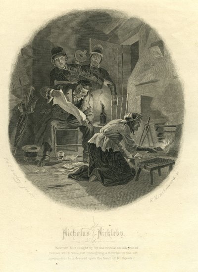 Nicholas Nickleby: Newman Noggs en Wackford Squeers, 1867 door F.O.C. and McRae, C. John Darley