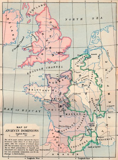 Kaart van Angevin-dominions, 1902 door FS Weller