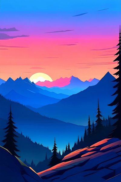 Een landschap van zonsondergang en bergtoppen door F. Abderrahim