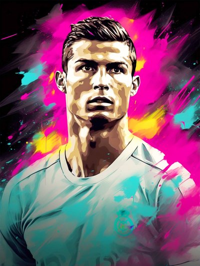 Abstract schilderij, Cristiano Ronaldo door F. Abderrahim
