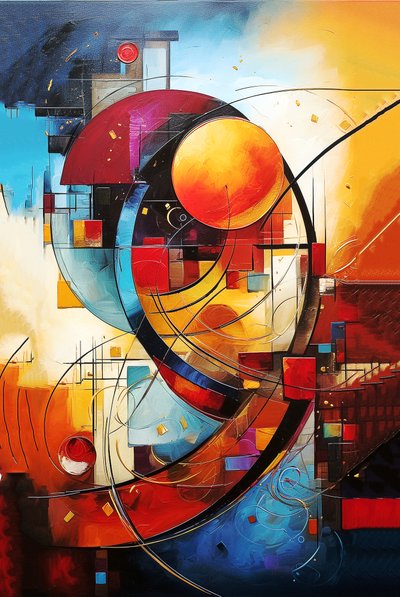 Abstract geometrisch schilderij door F. Abderrahim