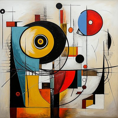 Abstracte neo-dadaïstische patronen, Dadaïsme kunststijl, muurkunst print door F. Abderrahim