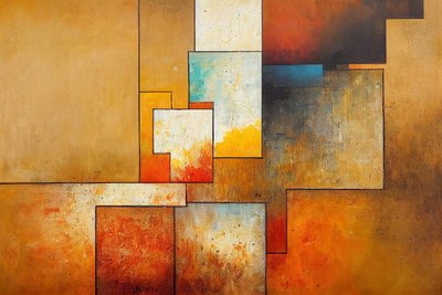 Abstracte vormen en lijnen in levendige kleuren door F. Abderrahim