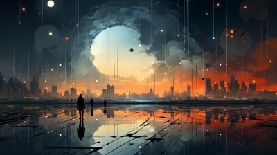 Abstracte zonsondergangscène door F. Abderrahim