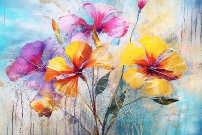 Mooie bloemenachtergrond, AI gegenereerde olieverfschilderij door F. Abderrahim
