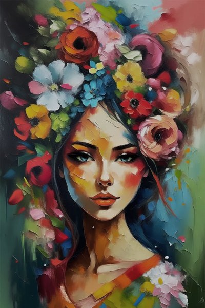 Mooie meisje omringd door bloemen door F. Abderrahim