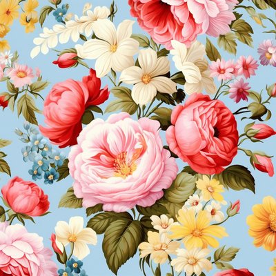 Mooie roze bloemmotiefpatroon, heldere kleuren, muurkunstafdrukken door F. Abderrahim