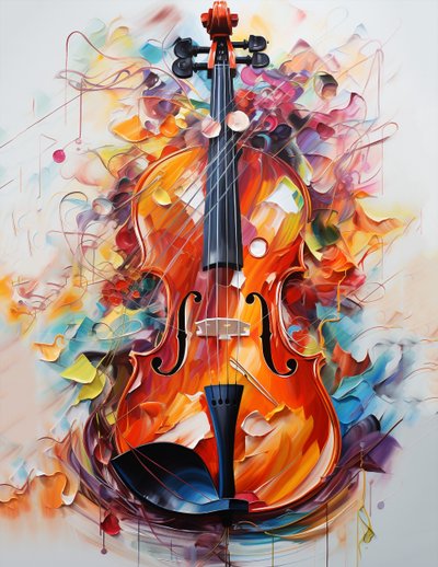 Mooie viool schilderij te koop door F. Abderrahim