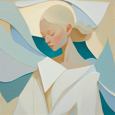 Portret van een blonde vrouw, geïnspireerd door beroemde schilderijen door F. Abderrahim