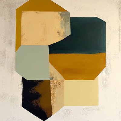 Bruine abstracte vormen, slaapkamer muurdecor canvas, ingelijste afdruk op aanvraag door F. Abderrahim