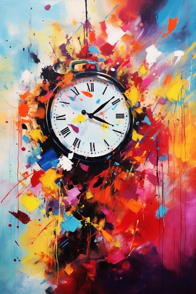 Klassieke wandklok, tijdloos schilderij op canvas door F. Abderrahim