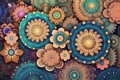 Kleurrijke mandala bloem door F. Abderrahim