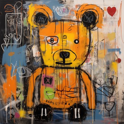 Decoratieve schattige beer, Jean Michel Basquiat stijl door F. Abderrahim