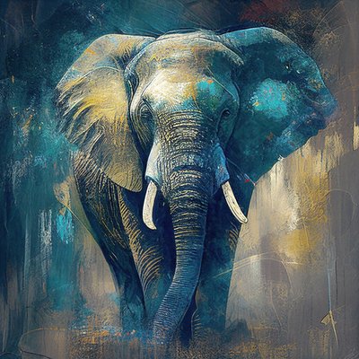 Olifant gezicht portret, canvas kunstafdrukken, dier muurdecoratie door F. Abderrahim