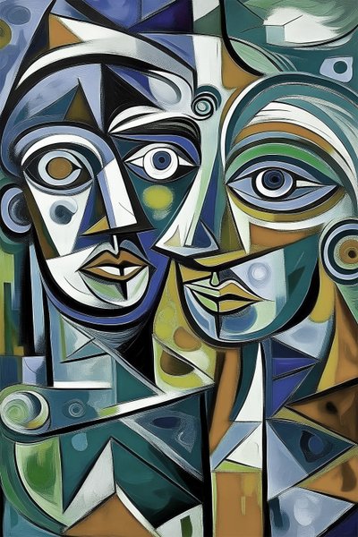 Figuratief portret, hedendaagse expressieve schilderij door F. Abderrahim