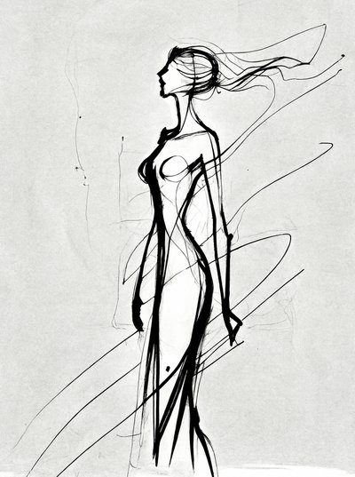 Meisjes silhouet lijntekening, minimalistische muurkunstafdrukken, kamerdecoratie door F. Abderrahim