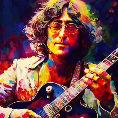 John Lennon portretschilderij, hal & woonkamer decoratie door F. Abderrahim