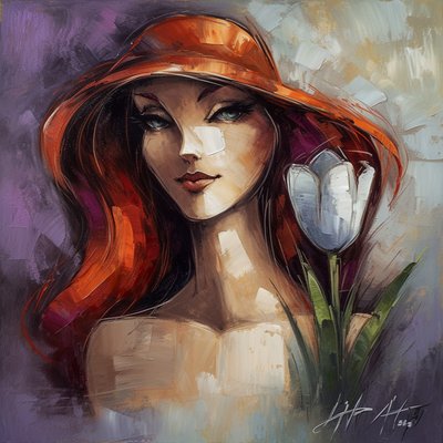 Impressionistische mode meisje en klokjesbloem door F. Abderrahim