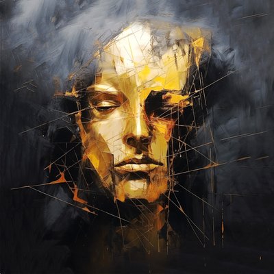 Portret van een man op een zwarte abstracte achtergrond, fijne kunstafdrukken online door F. Abderrahim