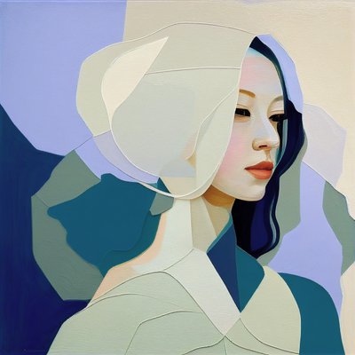 Minimalistische abstracte schilderij, Mooie vrouw met blond haar door F. Abderrahim