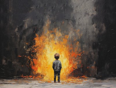 Minimalistisch schilderij, onschuldig portret door F. Abderrahim