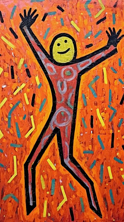 Naïef figuratief schilderij door F. Abderrahim