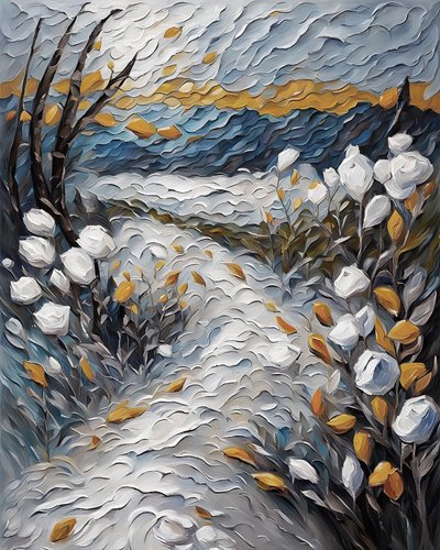 Natuurscène, bergtop, bloemenlandschap door F. Abderrahim