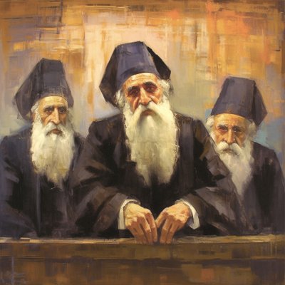 Portretschilderij van een religieuze ouderling van de geestelijkheid door F. Abderrahim