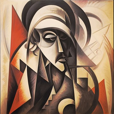 Portugal abstract ontwerp in figuratieve kubistische stijl gezichten door F. Abderrahim