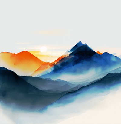 Tinten van serene blauwe bergen, canvas & fijne kunstprints door F. Abderrahim