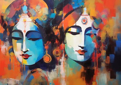 Shiva Shakti, modern schilderij door F. Abderrahim
