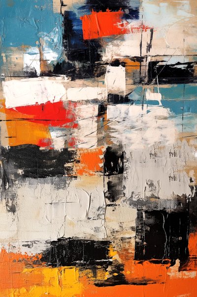 Verticale moderne abstracte schilderij voor woonkamer, posterafdrukken te koop door F. Abderrahim