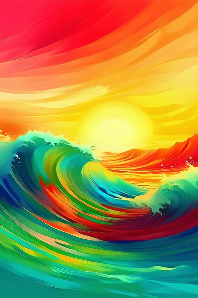 Golven in een regenboogzee door F. Abderrahim