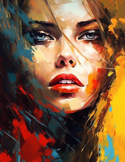 Vrouwenportret impressionistisch olieverfschilderij door F. Abderrahim