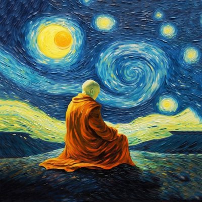 Yoga meditatie, Van Gogh stijl door F. Abderrahim
