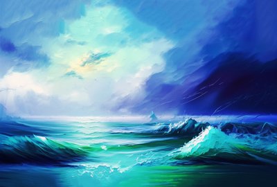 Abstract schilderij zeegezicht pastel kleur, canvas & muurkunstafdrukken online door F. Abderrahim