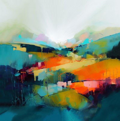 Modern abstract landschap, canvas & muurframe afdruk op aanvraag door F. Abderrahim