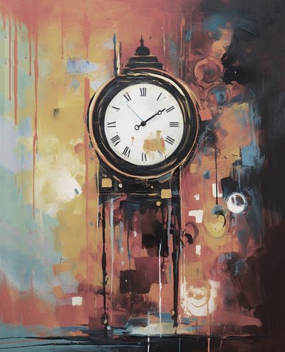 Vintage klassieke wandklokken schilderij door F. Abderrahim
