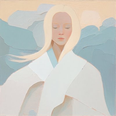 Portret van een witte blonde vrouw door F. Abderrahim