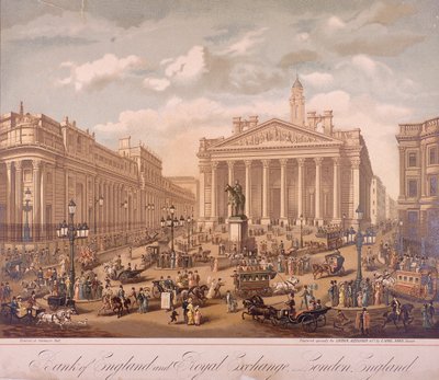 Bank of England en Royal Exchange, Londen door F Appel