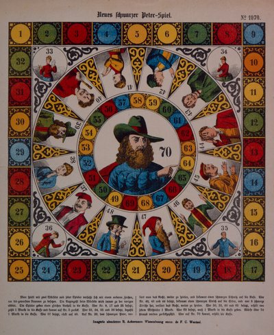Spel van Schwarzer Peter, of Zwarte Peter, affiche gepubliceerd door Ackermann, Wissembourg door F. C. Wentzel