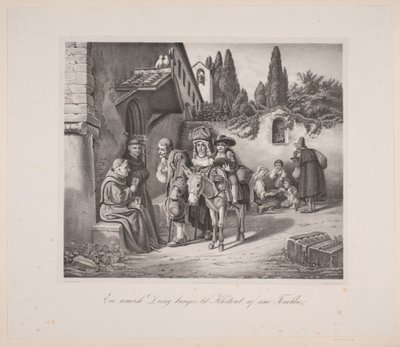 Een Romeinse jongen wordt door zijn ouders naar het klooster gebracht door F. Gautesen
