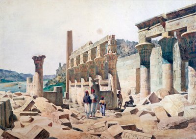 Tempel van Venus Athor, Philae, 19e eeuw door F. H. Naudin