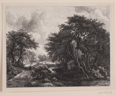 Uitzicht langs een weg die door een stad loopt door F. Hendriksen